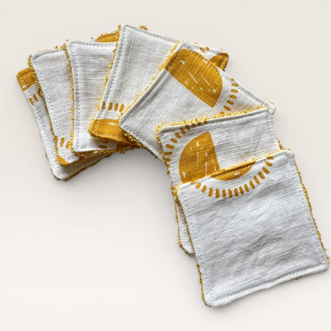 Lingettes lavables Hubertine - Jaune & Soleil