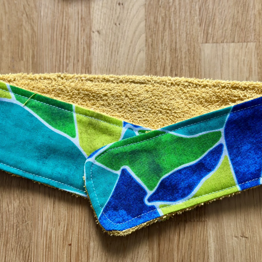 Bandeau Simone - Bleu, vert et Jaune - Création unique upcyclée de Nizette