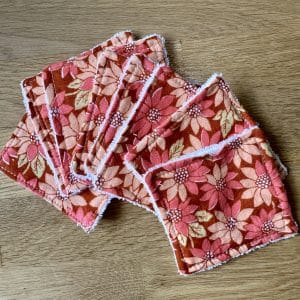 Lingettes Lavables Hubertine - Fleurs Orange et rose