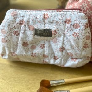 Trousse Jacqueline - Fleurs brique - avec poches