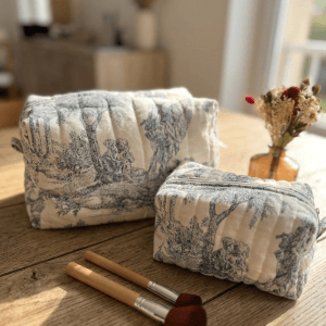 Trousses de toilette Nelson - Toile de Jouy Bleue