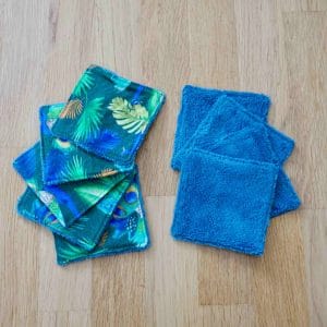 Lingettes lavables Hubertine - Vert Paon, création de Nizette